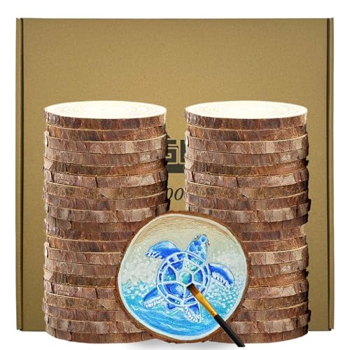 BIOGRAT Holzscheiben 5cm klein, 40 Stücke (5-6 cm Durchmesser 0,5 cm Dicke) Baumscheiben zum Basteln für Weihnachtsdeko, Kunst, Handwerk, DIY von BIOGRAT