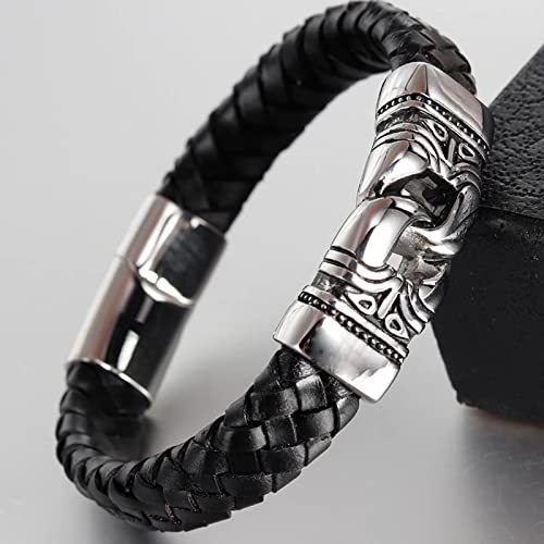 BIOLIVING Männer Armband Schwarz Vintage Lederarmband Magnetverschlüsse Armbänder Männlichen Schmuck BIOLIVING Männer Armband Schwarz Vintage Lederarmband Magnetverschlüsse Armbänder Männlichen Schmuck von BIOLIVING