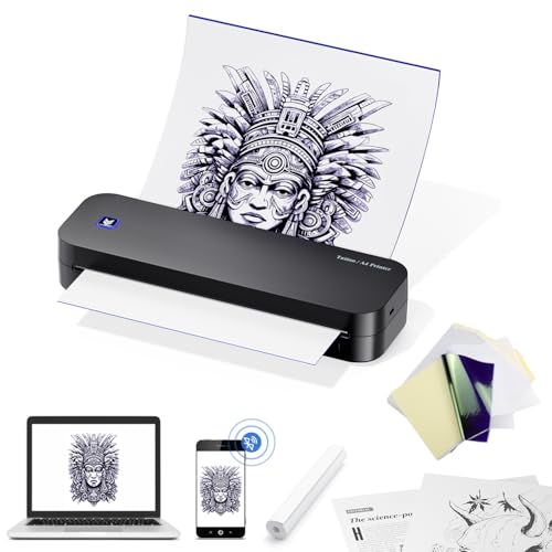 BIOMASER Bluetooth Tattoo Drucker Tattoo Printer mit 20 Blatt Tattoo Stencil A4 Papier Professionelle Tattoo Stencil Printer Maschine, Kompatibel mit iPad & Telefon & PC für Anfänger Tattoo Künstler BIOMASER Bluetooth Tattoo Drucker Tattoo Printer mit 20 Blatt Tattoo Stencil A4 Papier Professionelle Tattoo Stencil Printer Maschine, Kompatibel mit iPad & Telefon & PC für Anfänger Tattoo Künstler von BIOMASER