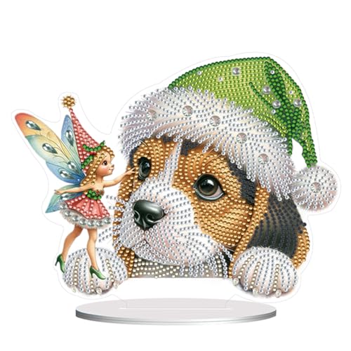 BIOSA 5D DIY Diamond Painting Hund Desktop Set Deko, Schäferhund Ornament Set, 5D DIY Diamond Teddy Schmetterling Desktop-Dekoration Geschenke Deko von BIOSA
