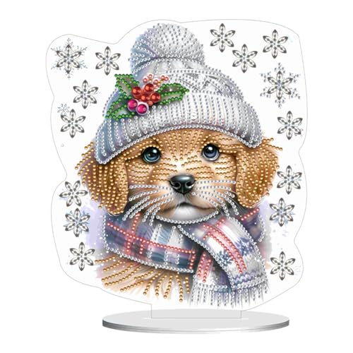 BIOSA 5D DIY Diamond Painting Hund Desktop Set Deko, Schäferhund Ornament Set, 5D DIY Diamond Teddy Schmetterling Desktop-Dekoration Geschenke Deko von BIOSA