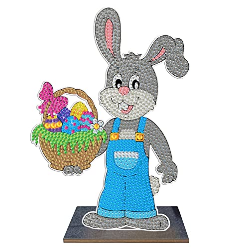 BIOSA DIY Diamond Painting Ostern Deko, 5D Ostern Hase Desktop-Ornamente Set, DIY Osterhase Diamant Painting Kaninchen Ornamente Geschenk Ostern for Zuhause von BIOSA