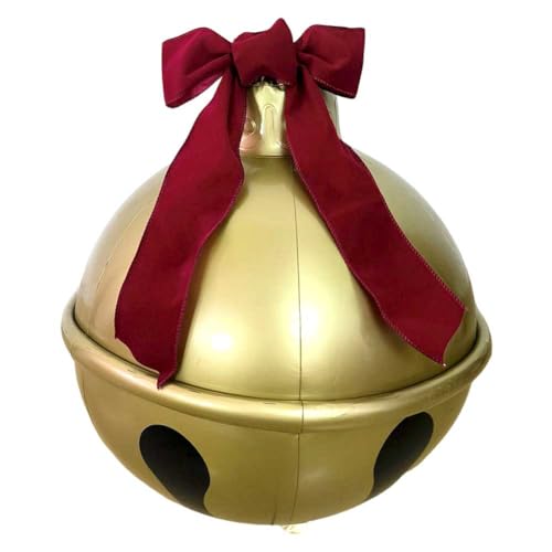 BIOSA Weihnachts-aufblasbar dekorierter Ball mit Schleife, 45/60 cm, dekorative Glockenballons, wasserdicht, hängender Glockenballon, goldfarben for Zuhause, Party, Anhänger von BIOSA