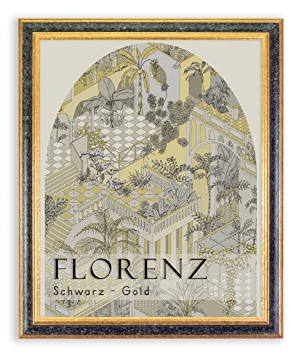 BIRAPA Florenz Holzbilderrahmen 40x50 cm Schwarz Gold - Bilderrahmen Vintage Holz mit Zierleiste innen und außen, Wechselrahmen, Hochwertiger Holzrahmen BIRAPA Florenz Holzbilderrahmen 40x50 cm Schwarz Gold - Bilderrahmen Vintage Holz mit Zierleiste innen und außen, Wechselrahmen, Hochwertiger Holzrahmen von BIRAPA
