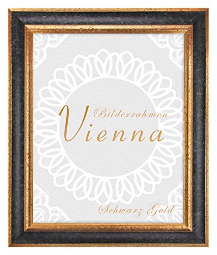 BIRAPA Bilderrahmen gold Vienna Rahmen 42x59,4 cm - Bilderrahmen vintage in Schwarz Gold, Bilderrahmen Holz mit Zierleiste innen und außen, Fotorahmen, Holzrahmen BIRAPA Bilderrahmen gold Vienna Rahmen 42x59,4 cm - Bilderrahmen vintage in Schwarz Gold, Bilderrahmen Holz mit Zierleiste innen und außen, Fotorahmen, Holzrahmen von BIRAPA