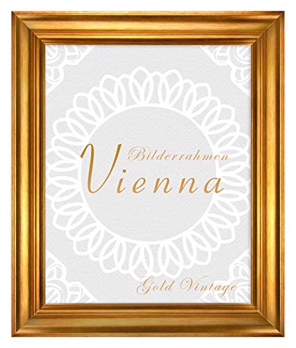 BIRAPA Bilderrahmen gold Vienna Rahmen 70x90 cm - Bilderrahmen vintage in Gold Vintage, Bilderrahmen Holz mit Zierleiste innen und außen, Fotorahmen, Holzrahmen von BIRAPA