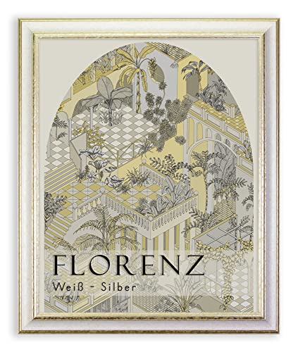 BIRAPA Florenz Holzbilderrahmen 70x100 cm Weiß Silber - Bilderrahmen Vintage Holz mit Zierleiste innen und außen, Wechselrahmen, Hochwertiger Holzrahmen BIRAPA Florenz Holzbilderrahmen 70x100 cm Weiß Silber - Bilderrahmen Vintage Holz mit Zierleiste innen und außen, Wechselrahmen, Hochwertiger Holzrahmen von BIRAPA