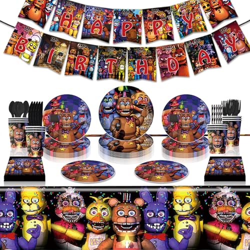 𝑭𝒊𝒗𝒆 𝑵𝒊𝒈𝒉𝒕𝒔 𝒂𝒕 𝑭𝒓𝒆𝒅𝒅𝒚'𝒔 Party Supplies 92 decorazioni in stile FNAF tra cui striscioni, tovaglie, tazze, cannucce, tovaglioli, coltelli, forchette, cucchiai, per feste di compleanno 𝑭𝒊𝒗𝒆 𝑵𝒊𝒈𝒉𝒕𝒔 𝒂𝒕 𝑭𝒓𝒆𝒅𝒅𝒚'𝒔 Party Supplies 92 decorazioni in stile FNAF tra cui striscioni, tovaglie, tazze, cannucce, tovaglioli, coltelli, forchette, cucchiai, per feste di compleanno von BIRBANN