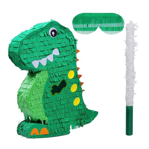 BIRCHIO Dinosaurier Pinata Set mit Augenbinde und Fledermaus (43 x 32 x 9 cm), Pinjata für Kinder, perfekt für Geburtstag und Dekoration von BIRCHIO