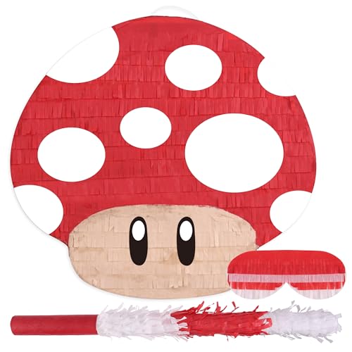 Birchio Pilz-Pinatas-Set mit Augenbinde und Fledermaus (42 x 30 x 9 cm), perfekt für Kindergeburtstage, mexikanische Themenpartys, Dekorationen von BIRCHIO