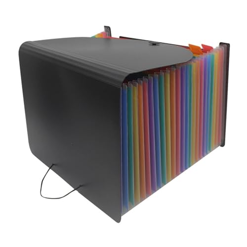 BIRJXVTO Dateiordner 48 Schichten mit Abdeckung Orgelordner A4 Studententestpapier Mehrschichtiger Aufbewahrungsordner Teleskop-Standordner für Büro(140x32.5x23.5cm) von BIRJXVTO