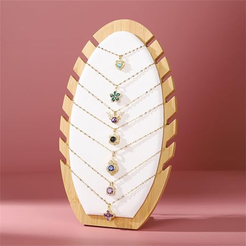 BIRJXVTO Schmuckständer 2 stücke Einfache Bambus Holz Halskette Display Rack Home Schmuck Lagerung Bord Anhänger Halter Halskette Rack Requisiten Schmuck Display Stand Ohrring-Organizer(Bianco) von BIRJXVTO
