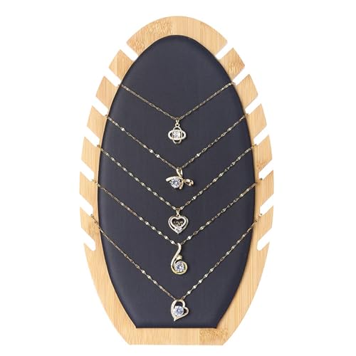 BIRJXVTO Schmuckständer 2 stücke Einfache Bambus Holz Halskette Display Rack Home Schmuck Lagerung Bord Anhänger Halter Halskette Rack Requisiten Schmuck Display Stand Ohrring-Organizer(Black) von BIRJXVTO