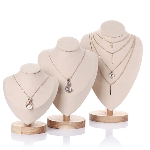 BIRJXVTO Schmuckständer Portrait Modell Anhänger Schmuck Display Rack Hängen Halskette Rack Schmuck Set Display Requisiten Theke Schmuck Lagerung Racks Ohrring-Organizer(Beige) von BIRJXVTO