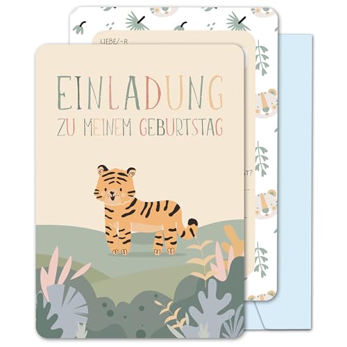 13 x Tier Einladungskarten Kindergeburtstag Mädchen Junge mit Umschläge - Geburtstagseinladungen Mädchen - Einladungskarten Geburtstag Kinder 105x148mm - Geburtstagsfeier Partyeinladungen für Kinder von BIROYAL