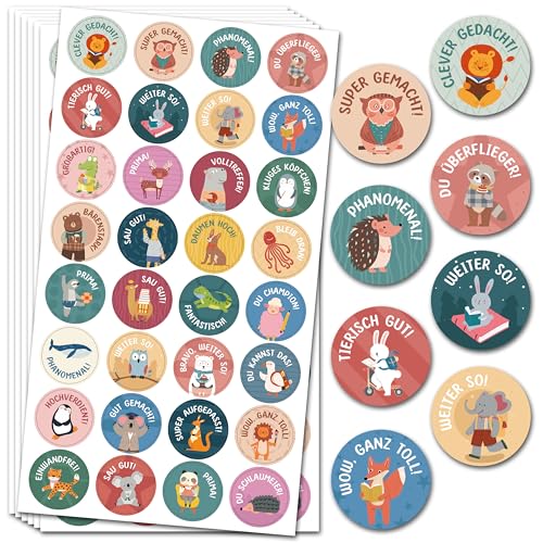 1600 Stück Tier Belohnungsaufkleber, 25mm Motivationsaufkleber für Kinder, 32 Muster Selbstklebende Lehrer Belohnung Aufkleber, Deutsch Belohnungssticker Reward Stickers Tieraufkleber für Lehrerbedarf 1600 Stück Tier Belohnungsaufkleber, 25mm Motivationsaufkleber für Kinder, 32 Muster Selbstklebende Lehrer Belohnung Aufkleber, Deutsch Belohnungssticker Reward Stickers Tieraufkleber für Lehrerbedarf von BIROYAL