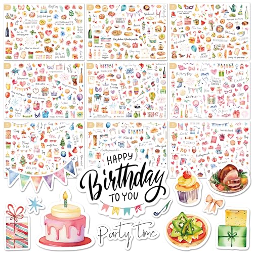BIROYAL 12 Blätter Sticker Geburtstag Set - über 500 Aufkleber für Gästebuch Geburtstag, Fotoalbum, Geburtstagskarten & Geschenke - Geburtstag Deko voller Liebe für Erwachsene & Kinder (17 x 24 cm) BIROYAL 12 Blätter Sticker Geburtstag Set - über 500 Aufkleber für Gästebuch Geburtstag, Fotoalbum, Geburtstagskarten & Geschenke - Geburtstag Deko voller Liebe für Erwachsene & Kinder (17 x 24 cm) von BIROYAL