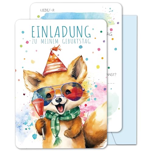 BIROYAL 13x Tier Einladungskarten Kindergeburtstag Mädchen Junge mit Umschläge - Geburtstagseinladungen Mädchen - Einladungskarten Geburtstag Kinder 105x148mm - Geburtstagsfeier Partyeinladungen von BIROYAL