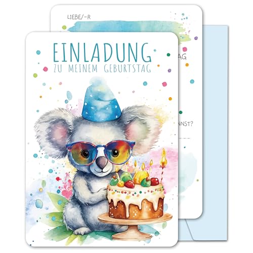 BIROYAL 13x Tier Einladungskarten Kindergeburtstag Mädchen Junge mit Umschläge - Geburtstagseinladungen Mädchen - Einladungskarten Geburtstag Kinder 105x148mm - Geburtstagsfeier Partyeinladungen von BIROYAL