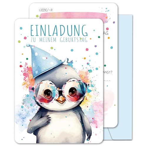BIROYAL 13x Tier Einladungskarten Kindergeburtstag Mädchen Junge mit Umschläge - Geburtstagseinladungen Mädchen - Einladungskarten Geburtstag Kinder 105x148mm - Geburtstagsfeier Partyeinladungen von BIROYAL