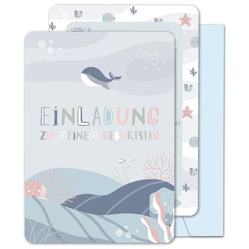 BIROYAL 13x Einladungskarten Kindergeburtstag Mädchen Junge mit Umschläge - Geburtstagseinladungen Mädchen - Einladungskarten Geburtstag Kinder 105x148mm - Geburtstagsfeier Partyeinladungen für Kinder von BIROYAL