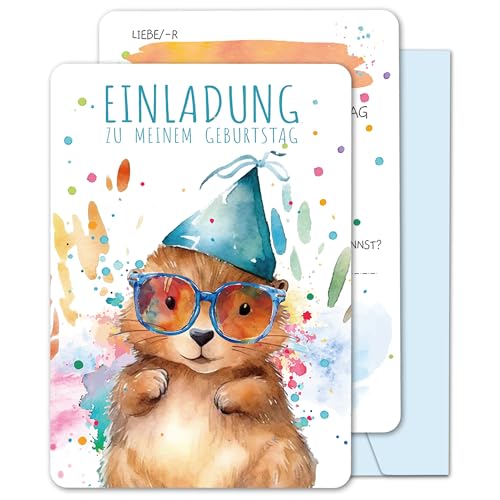 BIROYAL 13x Tier Einladungskarten Kindergeburtstag Mädchen Junge mit Umschläge - Geburtstagseinladungen Mädchen - Einladungskarten Geburtstag Kinder 105x148mm - Geburtstagsfeier Partyeinladungen von BIROYAL