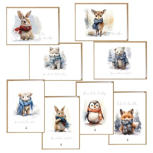 BIROYAL 16 Weihnachtskarten Set Klappkarten mit Umschlägen a6 Karte Karten Umschlag glanz Frohe Weihnachten Merry Christmas xmas Aquarell Waldtiere Reh Fuchs Hase Eule Eichhörnchen Maus BIROYAL 16 Weihnachtskarten Set Klappkarten mit Umschlägen a6 Karte Karten Umschlag glanz Frohe Weihnachten Merry Christmas xmas Aquarell Waldtiere Reh Fuchs Hase Eule Eichhörnchen Maus von BIROYAL