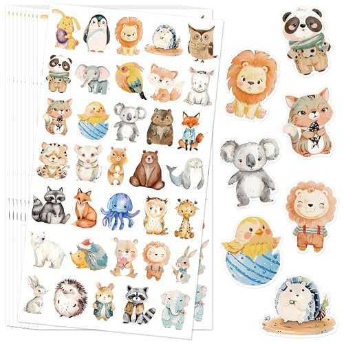 BIROYAL 840 Sticker Tiere, Sticker Kinder mit 35 Tiermotive, 24 Blätter Cartoon Belohnungsaufkleber Kinder, Aufkleber Tiere für Laptop, Telefon, Skateboard, Wasserflasche, Koffer, Scrapbook, Fotoalben BIROYAL 840 Sticker Tiere, Sticker Kinder mit 35 Tiermotive, 24 Blätter Cartoon Belohnungsaufkleber Kinder, Aufkleber Tiere für Laptop, Telefon, Skateboard, Wasserflasche, Koffer, Scrapbook, Fotoalben von BIROYAL