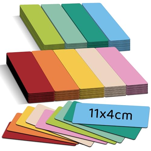 BIROYAL 25 Stk Magnetetiketten beschreibbar (11x4cm) - 5 Farben Magnete zum Beschriften - beschreibbare Magnete inkl.1 Marker für Kühlschrank, Whiteboard, Tafel - Magnetschilder zum Beschriften von BIROYAL