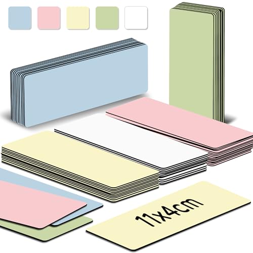 BIROYAL 25 Stk Magnetetiketten beschreibbar (11x4cm) - 5 Farben Magnete zum Beschriften - beschreibbare Magnete inkl.1 Marker für Kühlschrank, Whiteboard, Tafel - Magnetschilder zum Beschriften von BIROYAL