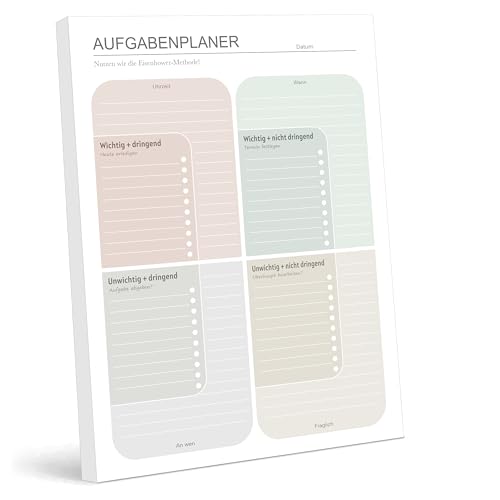BIROYAL A4 To Do Listen Block - Eisenhower-Matrix | 50 Blatt Zettelweise Tagesplaner Undatiert für einfaches Priorisieren | To Do Liste, Reißbar Aufgabenplaner | Mehr Produktivität | für Büro Schule von BIROYAL