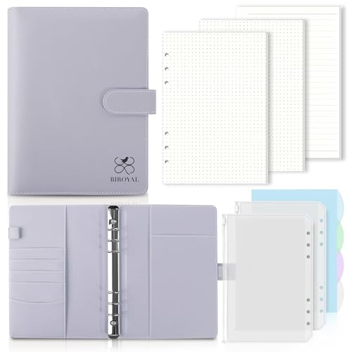 BIROYAL A5 Ringbuch, Ringbuch A5 Nachfüllbar, Leder Notizbuch Binder Mit 135 Blätter Nachfüllpapier Und Bindertaschen, Notebook a5 Für Schulnotizen Reisetagebücher und Organizer von BIROYAL