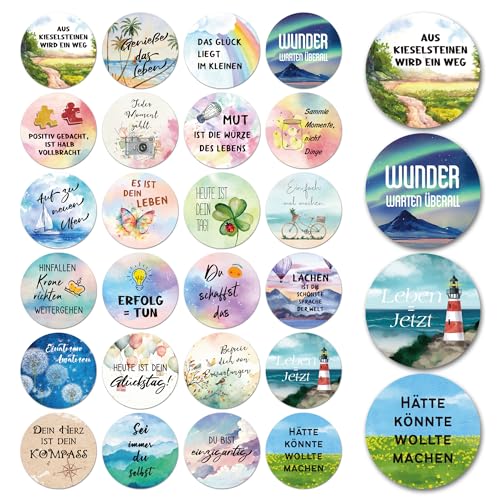 BIROYAL Sticker, 120 Stk. 4cm Spüche Aufkleber | bunte Sticker mit Positiven Sprüchen Sticker Set 24 Inspirierende Sprüche Aufkleber Tagebuch Dekorative Sticker für Scrapbooking Umschlag Deutsch von BIROYAL