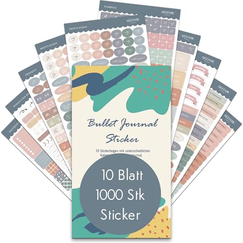 Bullet Journal Sticker Set, 10 Blätter/1000 Aufkleber, Kalender Stickers, Aesthetic Planner Stickers, Sticker Set, Kalender Aufkleber für Bullet Journal, Tagebuch & Planner von BIROYAL