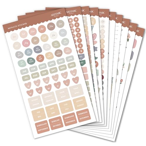 BIROYAL Sticker Set | 10 Blatt Bullet Journal Sticker | über 1000 Stk. Sticker Set für Bullet Journal, Tagebuch, Fotoalbum oder Kalender, Bullet Journal Zubehör Stickerbuch von BIROYAL