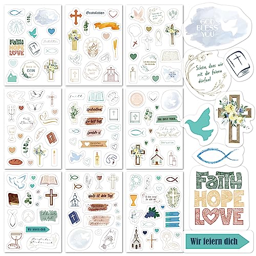 BIROYAL Sticker Set | Konfirmation Deko Aufkleber | 9 Bögen Sticker Konfirmation Kommunion Geschenk voller Liebe für Mädchen & Junge| Taufe Stickerbögen für Gästebuch Fotoalbum BIROYAL Sticker Set | Konfirmation Deko Aufkleber | 9 Bögen Sticker Konfirmation Kommunion Geschenk voller Liebe für Mädchen & Junge| Taufe Stickerbögen für Gästebuch Fotoalbum von BIROYAL