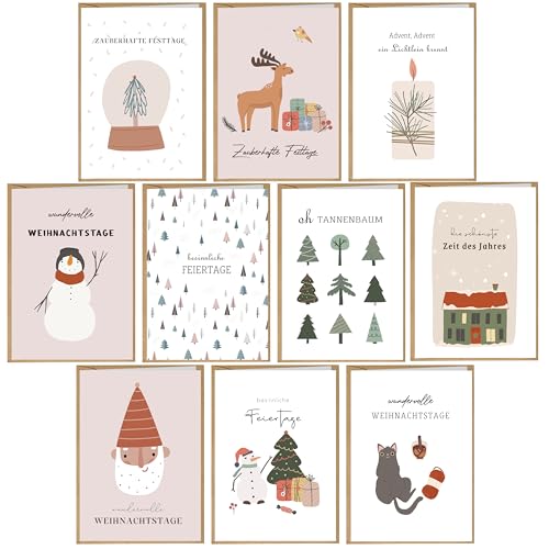 BIROYAL Weihnachtskarten mit Umschlag Set 10 Stück - A6 Weihnachtsgrußkarten Weihnachts Klappkarten | Weihnachtskarte Weihnachtspostkarten Christmas Postkarte mit Umschlägen für deine Weihnachtsgrüße BIROYAL Weihnachtskarten mit Umschlag Set 10 Stück - A6 Weihnachtsgrußkarten Weihnachts Klappkarten | Weihnachtskarte Weihnachtspostkarten Christmas Postkarte mit Umschlägen für deine Weihnachtsgrüße von BIROYAL