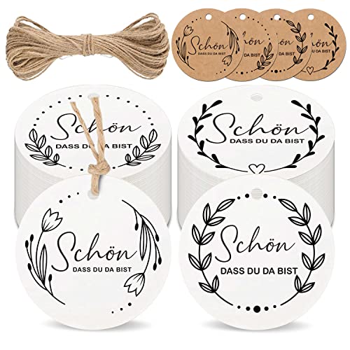 Biroyal Geschenkanhänger, 5cm SCHÖN DASS DU DA BIST Etiketten Anhänger, 100stk. Geschenkanhänger mit 50cm Jute Schnur für Handmade Hochzeit Weihnachten Zufällige Lieferung in Weiß oder Kraftpapier Biroyal Geschenkanhänger, 5cm SCHÖN DASS DU DA BIST Etiketten Anhänger, 100stk. Geschenkanhänger mit 50cm Jute Schnur für Handmade Hochzeit Weihnachten Zufällige Lieferung in Weiß oder Kraftpapier von BIROYAL