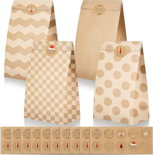 BIROYAL Geschenktüten Weihnachten 40 Stk. Papiertüten Braun mit 100 Aufkleber für Weihnachts Geschenk Kraftpapiertüten Verpackung Obstbeutel Butterbrottüten Weihnachts Party Tüten BIROYAL Geschenktüten Weihnachten 40 Stk. Papiertüten Braun mit 100 Aufkleber für Weihnachts Geschenk Kraftpapiertüten Verpackung Obstbeutel Butterbrottüten Weihnachts Party Tüten von BIROYAL