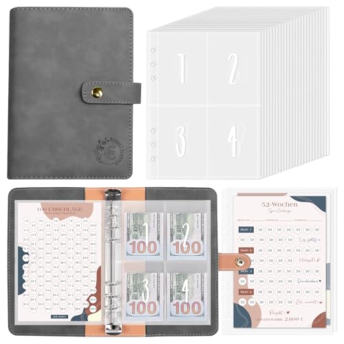 A5 Budget Planner Deutsch, Sparbuch für Geld 5.050 Euro Challenge, 100 Envelope Saving Challenge, Sparchallenge Budgetplaner, Geld Sparen Mappe Mit 3 Speicherkarten, Budget Binder, Geld Organizer von BIROYAL