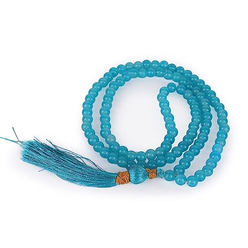 BISMAADH Mala-Perlen-Halskette, Edelsteine, 8 mm, Perlen, Gebetskette, Quasten-Charms, handgefertigt, Japa-Mala, 108 Stück BISMAADH Mala-Perlen-Halskette, Edelsteine, 8 mm, Perlen, Gebetskette, Quasten-Charms, handgefertigt, Japa-Mala, 108 Stück von BISMAADH