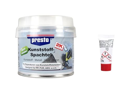 2K Kunststoffspachtel Schwarz, Polyesterspachtel 250g, 2 Komponenten Füller, Reparatur von Kratzern und Beschädigungen für Kunststoff und Karosserie 2K Kunststoffspachtel Schwarz, Polyesterspachtel 250g, 2 Komponenten Füller, Reparatur von Kratzern und Beschädigungen für Kunststoff und Karosserie von BISOMO