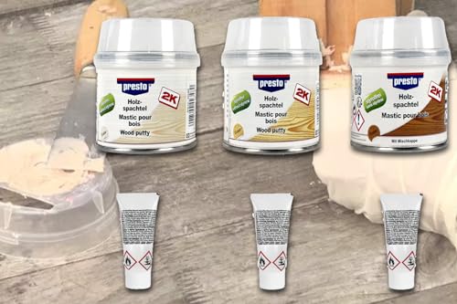 Holzspachtel, 2-Komponenten Reparatur Spachtel 250g, styrolfrei, Schadstellen und Löcher in Holz schließen ausbessern, Holzfarbe hellbraun, mittelbraun, dunkelbraun, DIY, Spachtel:hell Holzspachtel, 2-Komponenten Reparatur Spachtel 250g, styrolfrei, Schadstellen und Löcher in Holz schließen ausbessern, Holzfarbe hellbraun, mittelbraun, dunkelbraun, DIY, Spachtel:hell von BISOMO