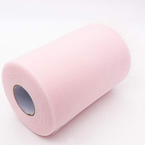 BIT.FLY Tüllstoff Tüll Rolle - 15cm x 91,4m Weiß Rosa Tüll Wedding Decoration Tüllband für Hochzeit Auto Dekoration Tisch Deko DIY Party Feier Bogen Geschenk Box Dekoration von BIT.FLY