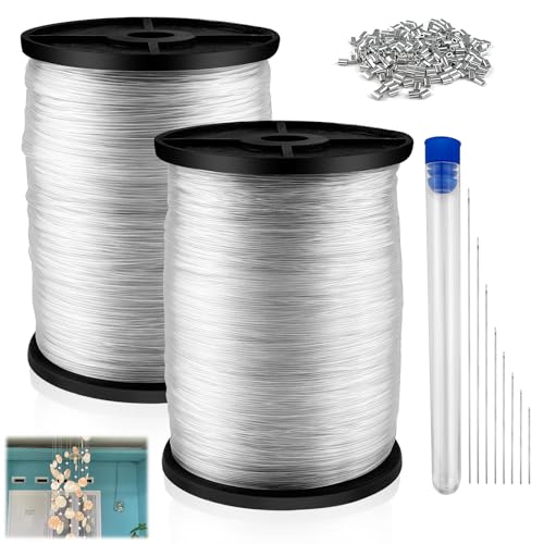 BITEFU 2 STÜCKE Nylonfaden Transparent Reißfest,0,8 MM x 200 M Angelschnur,handgefertigte DIY Schmuckschnur,mit Aluminium Crimphülsen für Heimwerkerarbeiten, Angeln, Schmuck, Angeln zum Aufhängen BITEFU 2 STÜCKE Nylonfaden Transparent Reißfest,0,8 MM x 200 M Angelschnur,handgefertigte DIY Schmuckschnur,mit Aluminium Crimphülsen für Heimwerkerarbeiten, Angeln, Schmuck, Angeln zum Aufhängen von BITEFU