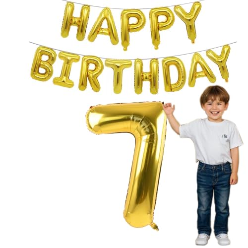 Gold Happy Birthday Ballon Girlande，Luftballon Zahl Gold 40 Zoll +16 Zoll Gold Folie Happy Birthday Folienballon Luftballon Geburtstagsballon Banner Helium Ballon (7) von BITHAI