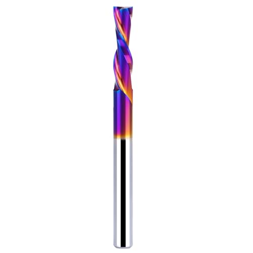 BITITZ Downcut Spiralfräser Bit 1/4 Zoll Schnittdurchmesser 1 Zoll Schnittlänge und 3 Zoll Gesamtlänge, CNC Router Bits Schaftfräser für Holzschneiden, Schlitzeinsteckbohren, Gravieren von BITITZ