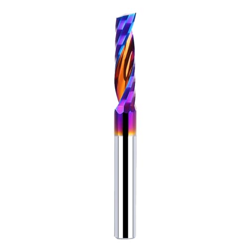 O Flute Spiral Router Bit 1/4 Zoll Schaft 1/4 Zoll Schnittdurchmesser 1 Zoll Schnittlänge mit extra langer Lebensdauer Beschichtung CNC Router Bits Schaftfräser für Holzbearbeitung von BITITZ