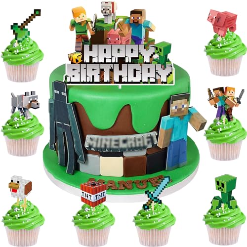 Gaming-Kuchendekorationen für Geburtstagskuchenaufsätze für Jungen und Mädchen, Kinder, Gaming-Geburtstagsdekorationen, Spiel-Kuchenaufsätze, Cupcake-Topper für Jungen, Gaming-Kuchenaufsatz, von BITOWO