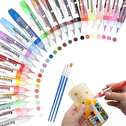 24er Set Kerzenstifte, 24 Farben 10ml Wachsstifte für Kerzen, Kerzenstifte, Wachsplatten für Kerzen, Kerzenstifte zum Verzieren, Keramik Bemalen Set, Kinderleichte Kerzendeko 24er Set Kerzenstifte, 24 Farben 10ml Wachsstifte für Kerzen, Kerzenstifte, Wachsplatten für Kerzen, Kerzenstifte zum Verzieren, Keramik Bemalen Set, Kinderleichte Kerzendeko von BITOYO